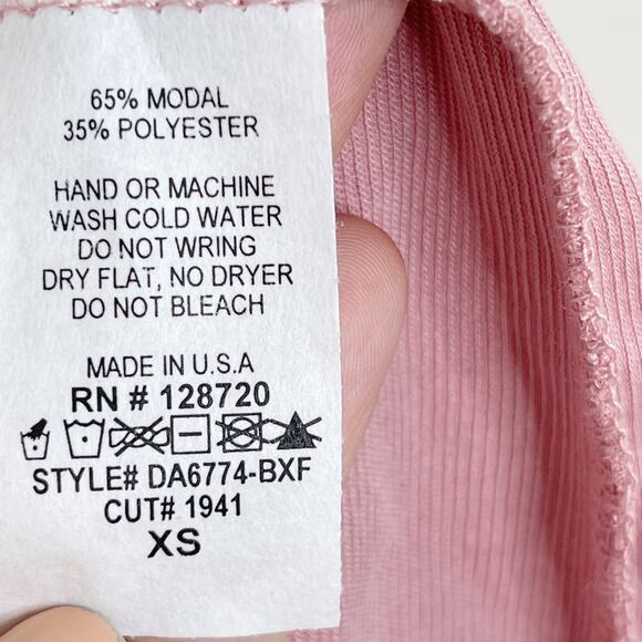 New Alya Cold Shoulder Ribbed Dress Rose Pink VNeck Short Sleeve XSmall XS - Picture 7 of 7